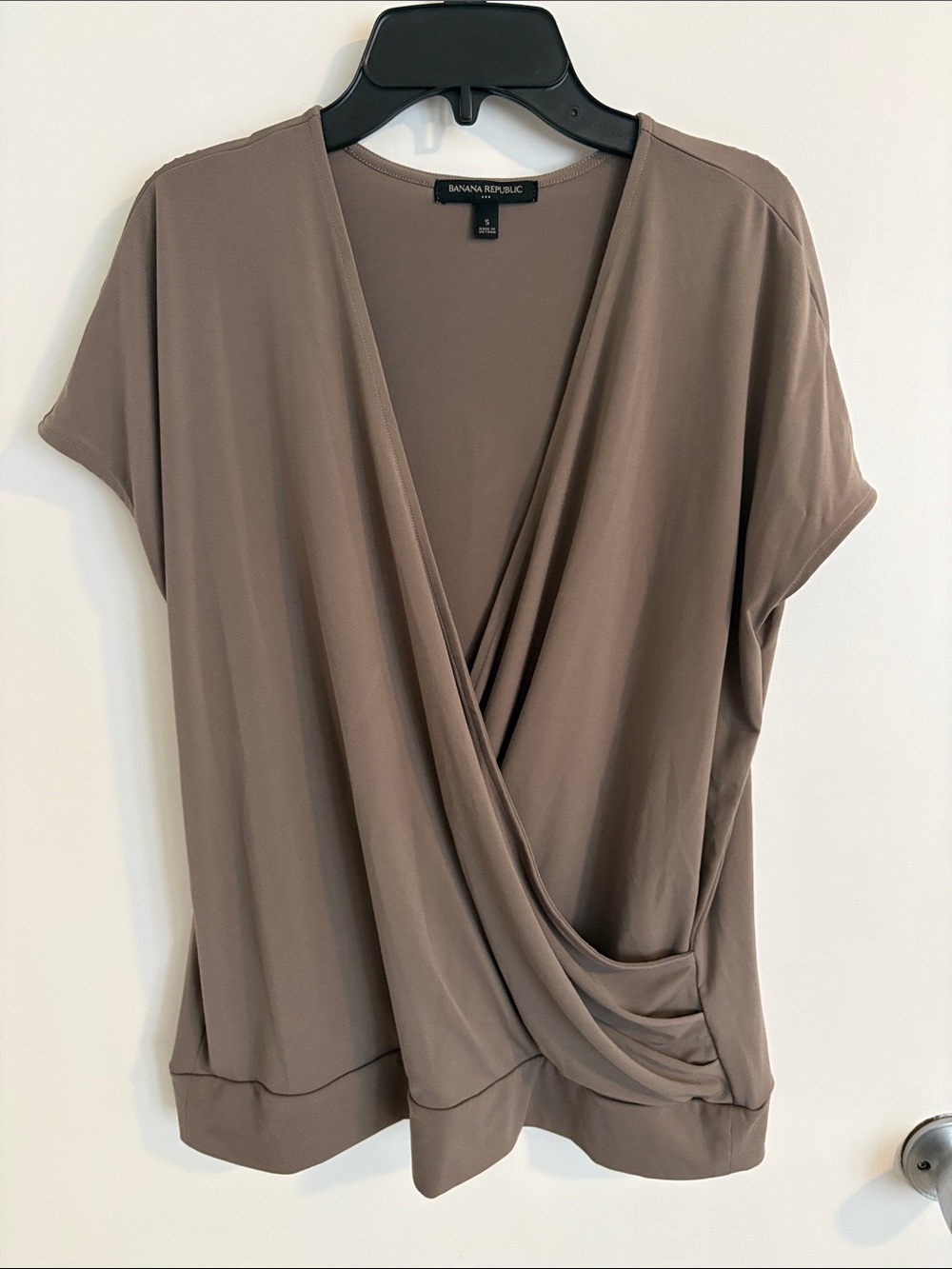 Banana Republic Taupe Draped Surplice Blouse